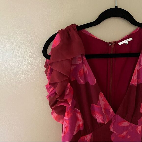 Tularosa Althea Maxi Dress in Pink Magnolia Floral chiffon maxi ruffle Revolve M - Picture 9 of 12